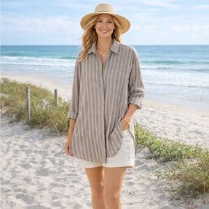 NEW Banana Republic The Oversized Tunic Size S Striped Women’s Small Relaxed